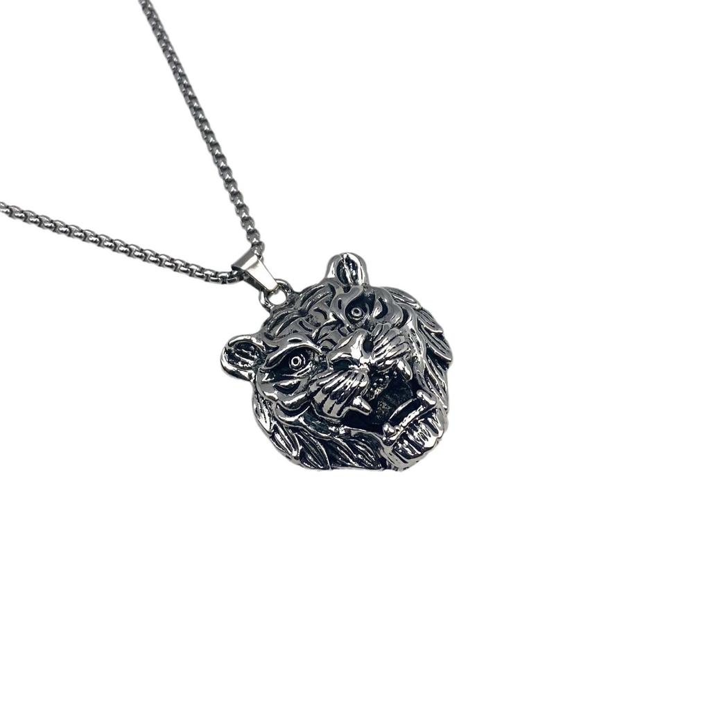 Tiger Head Titanium Steel Necklace Alloy Pendant Trend Brand Hip Hop Retro Sweater Sweater Chain Accessories