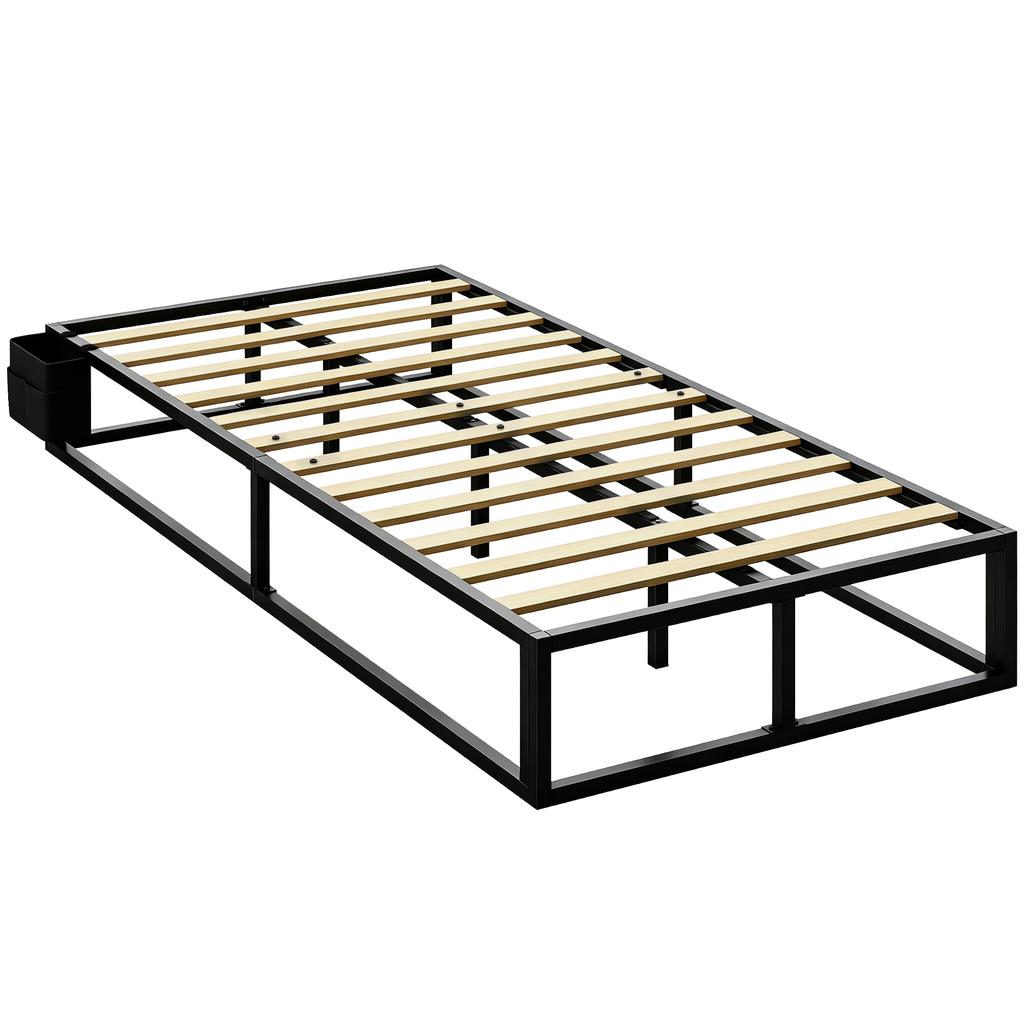 12 Slats Metal Platform Bed Frame 3ft Single Bed Frame With Storage Bag And Anti Slip Pads Black