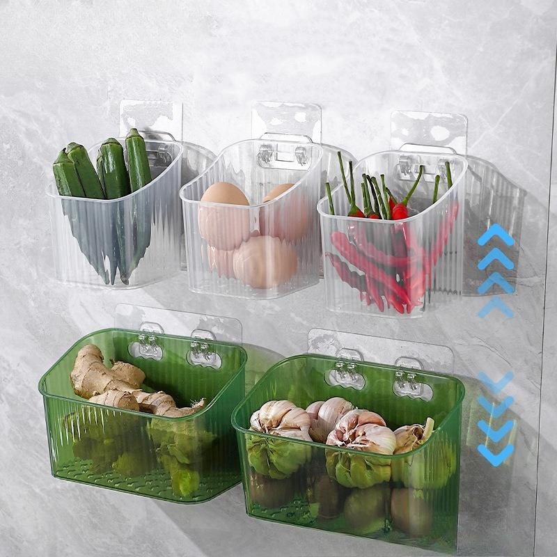 Кухонный контейнер для хранения зеленого лука, имбиря и чеснока, настенная корзина для хранения продуктов, устройство для хранения продуктов с крючком и поддоном для сбора капель