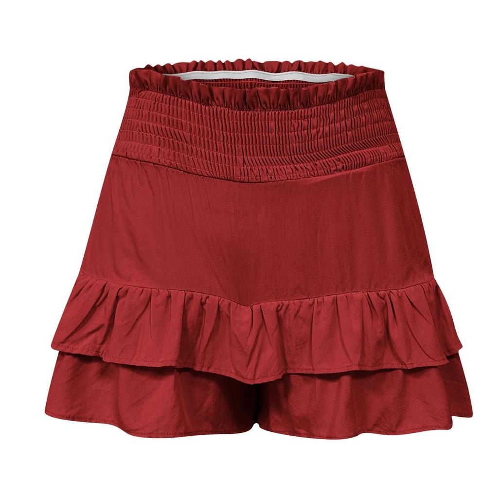 Womens Summer High Waist Ruffle Skirt Cute Flowy Skirt Casual Comfy Elastic Shorts Wrap Beach Shorts