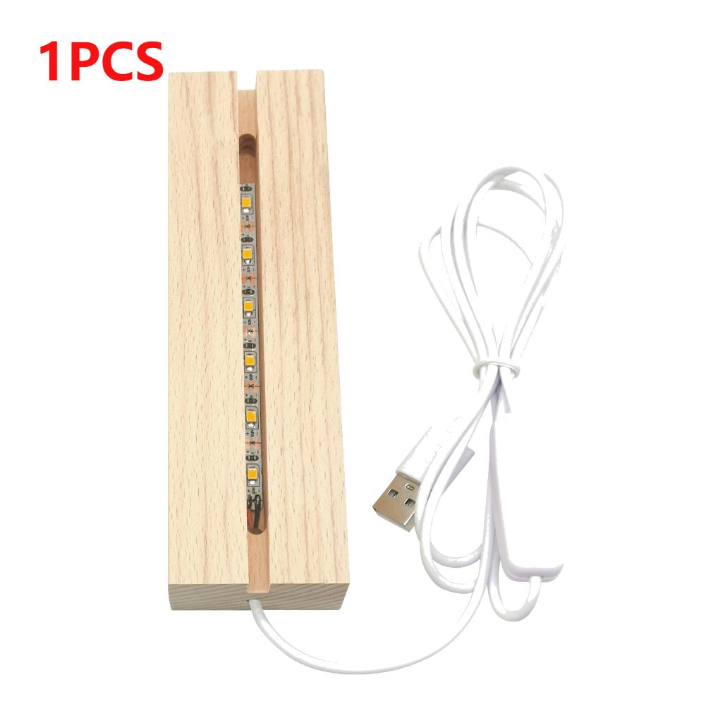 1-10pcs Rectangle Solid Wooden LED Base Strip Luminous Base USB Lighted Stand for Resin Letter Lamp Glass Resin Art