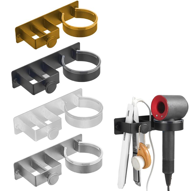 Настенный кронштейн для фена без отверстий, полка для хранения фена для ванной комнаты, выпрямитель для волос, зажим, гладильная доска, полка для хранения