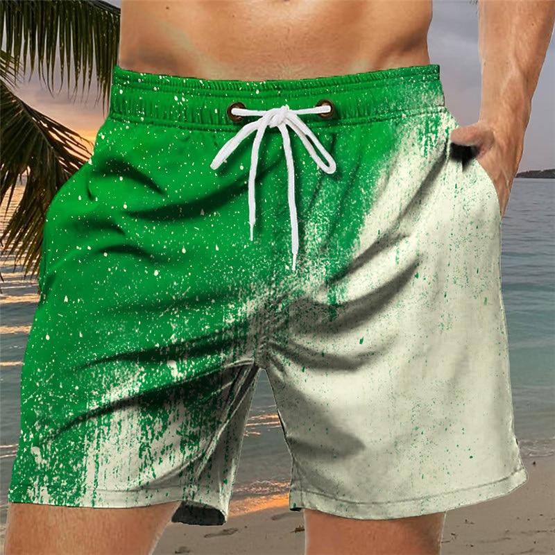 Мужские плавки с градиентным рисунком, шорты для плавания, board shorts, средняя посадка, гавайский, бохо, повседневные