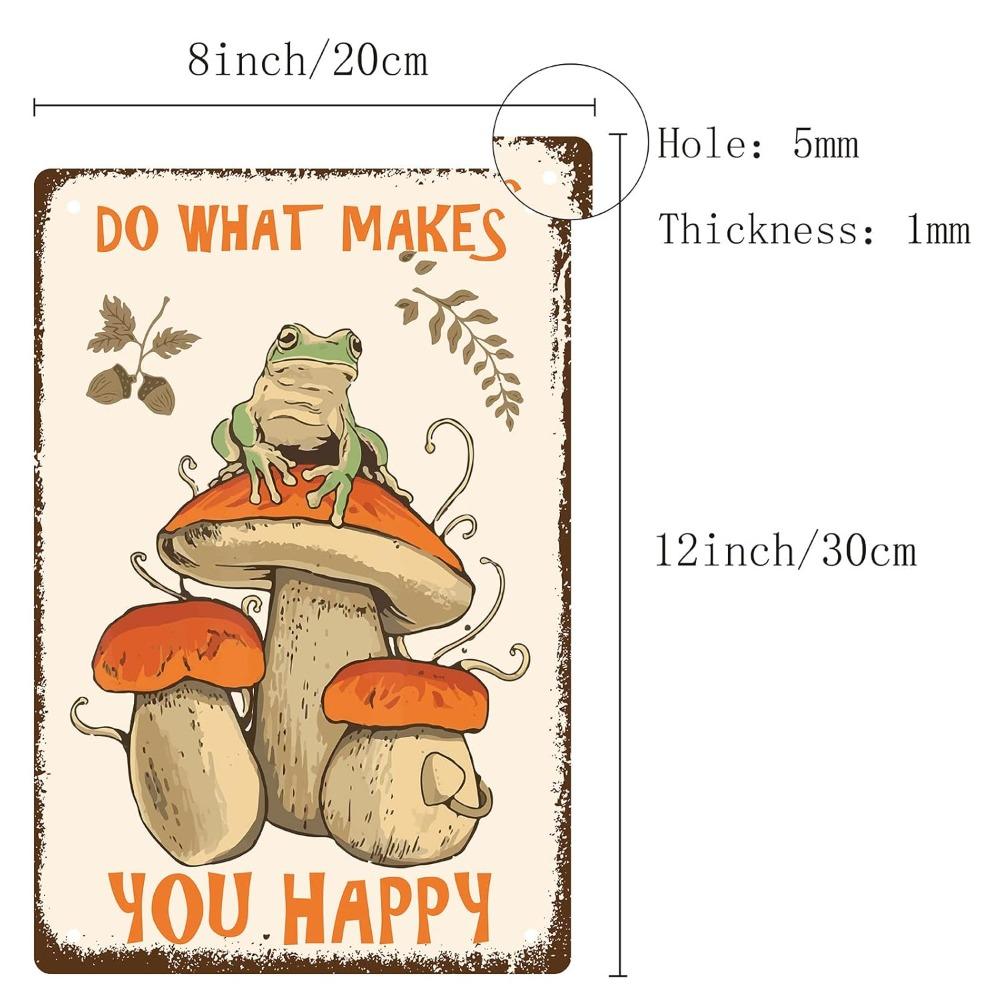CREATCABIN Металлическая табличка Гриб Лягушка - Винтажное металлическое настенное искусство, Декор для дома, кухни, подарок