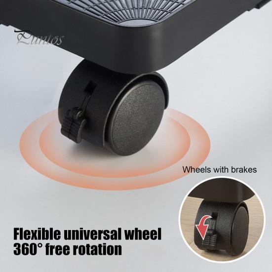 Мобильная подставка для процессора, регулируемая подставка для компьютерной башни с 4 фиксирующими колесами, легко перемещаемая, вентилируемая подставка для хранения ПК