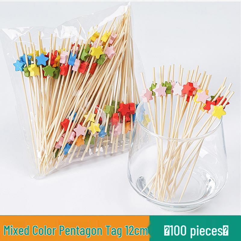 Разноцветные бамбуковые вилочки для фруктов и шпажки для коктейлей - Декоративные и одноразовые для выпечки и мероприятий