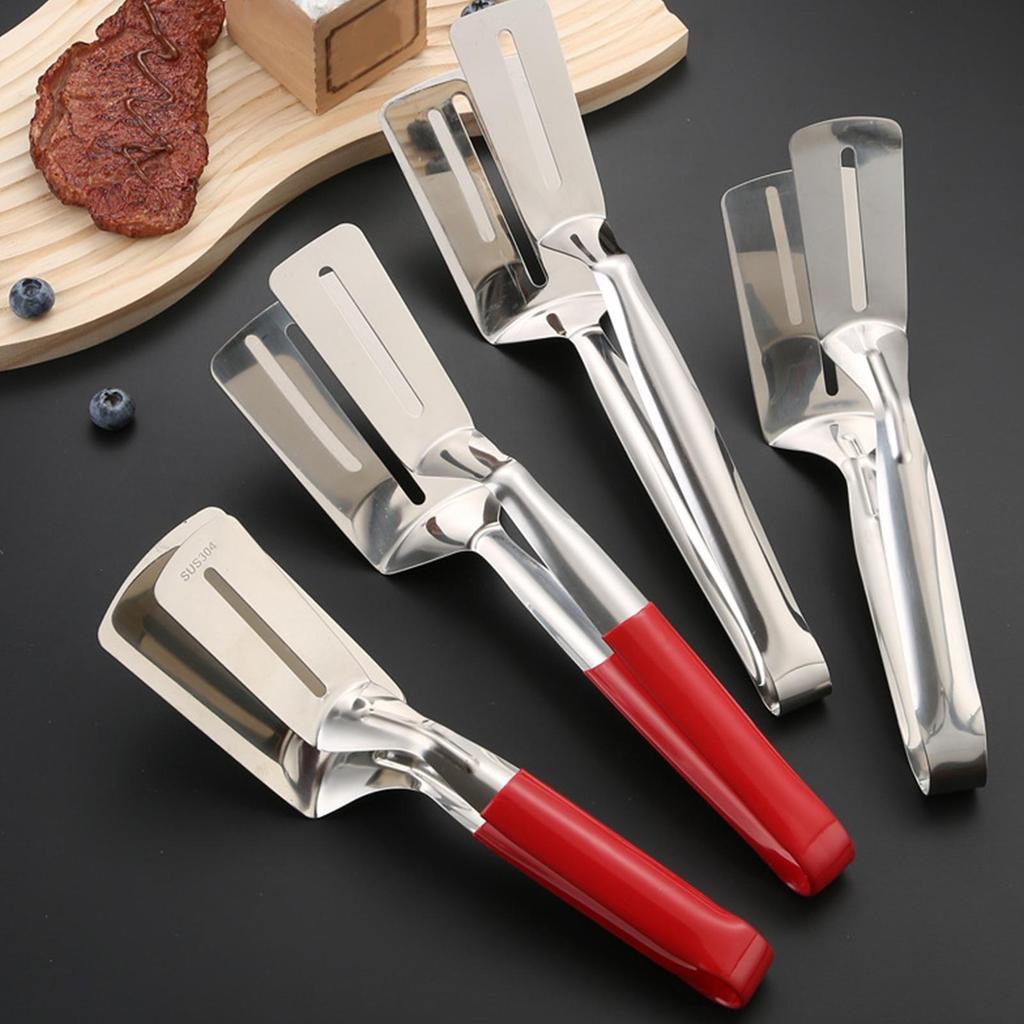 Grill Clamp Stainless Steel Steak Clamps Kitchen Barbecue Food Flipping Spatula Tongs Clip Burgers BBQ Pizza Pies Kitchen Tongs