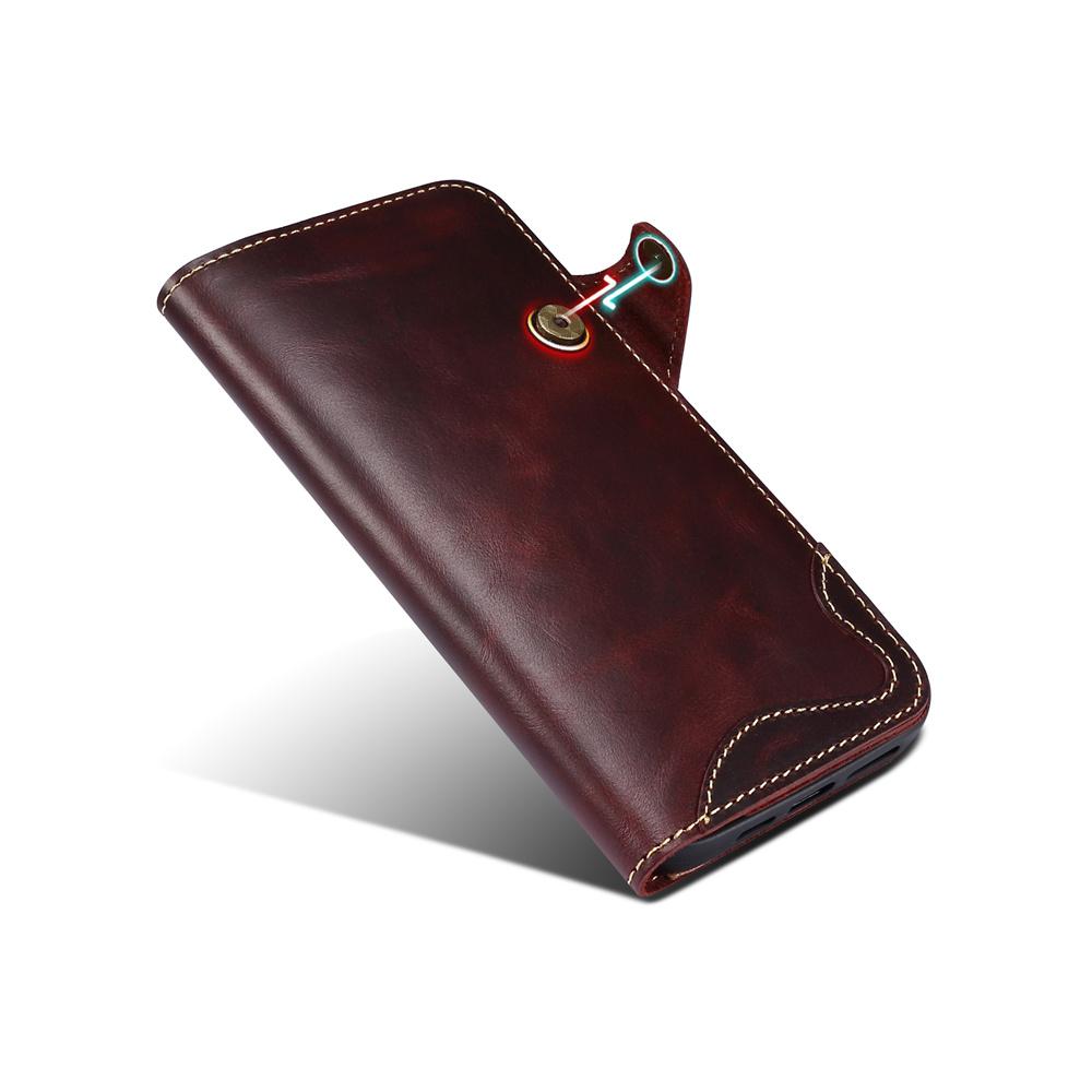 Denior Luxury Oil Wax Genuine Leather Case for Galaxy S25 Ultra S8 S9 S10 S20 S21 S22 Plus S23 S24 FE S25 Edge Sim Wallet Case