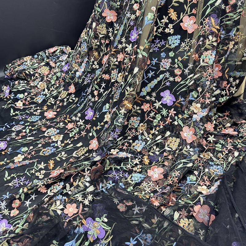 3D Цветочная Тюль Кружевная Ткань Нежная Вышивка Кружевная Ткань Для Сделай Сам Шитья Свадебного Платья Вечеринка Фон Аппликация Материал