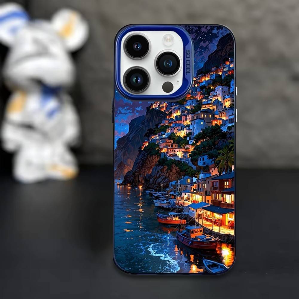 Mountains landscape Travel Phone Case For iPhone 16,15,14,13,12,11,Mini,XS,Pro,SE,MAX Blue Matte Silicone Cover