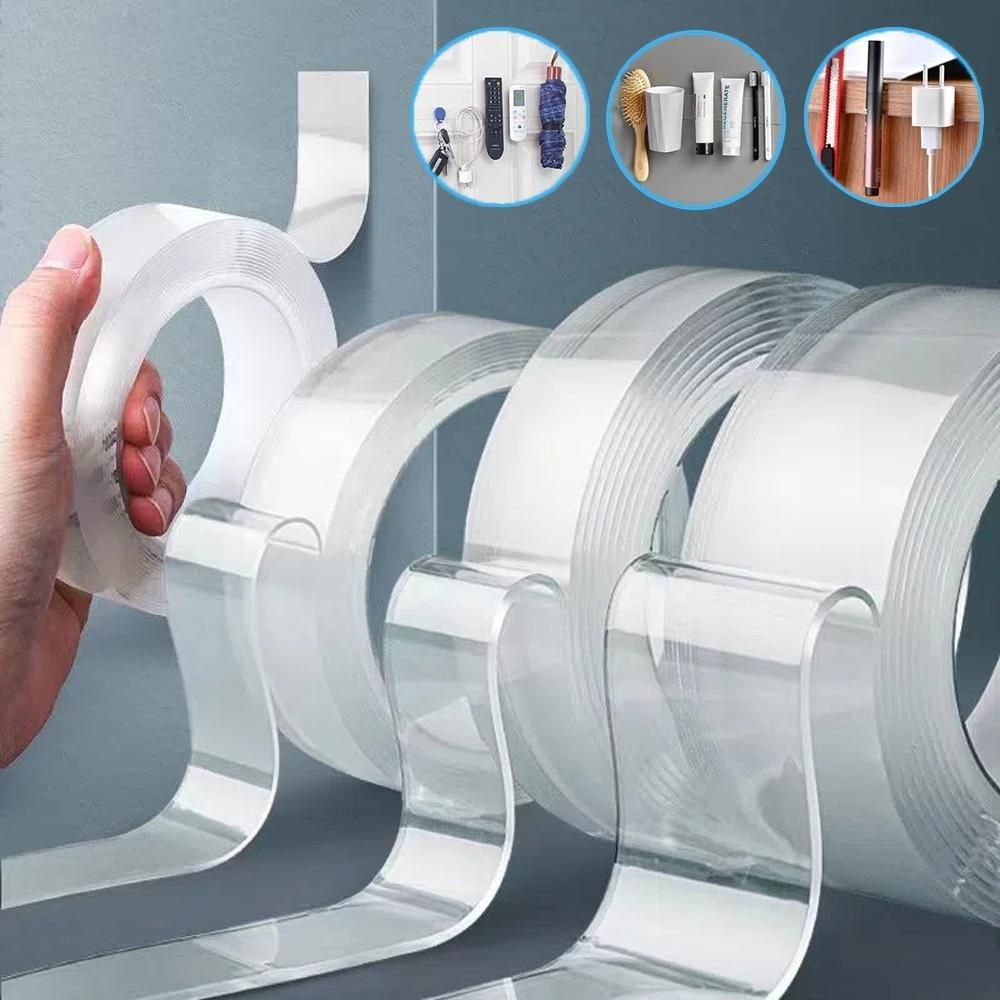 Double Sided Tape Heavy Duty Multipurpose Wall Tape Adhesive Strips Removable Mounting Tape Washable Strong Sticky Transparent Tape Gel
