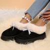 Thick Bottom Fluffy Fur Snow Boots Women 2025 Winter Warm Plush Ankle Boots with Platform Sweet Bowknot New Furry Non Slip Shoes