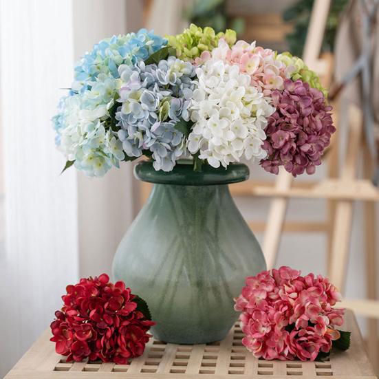 Искусственные цветы гортензии Yousheng Искусственные цветы гортензии со стеблем Устойчивые к ультрафиолетовому излучению искусственные цветы для улицы Ваза Свадебные букеты Центральные украшения