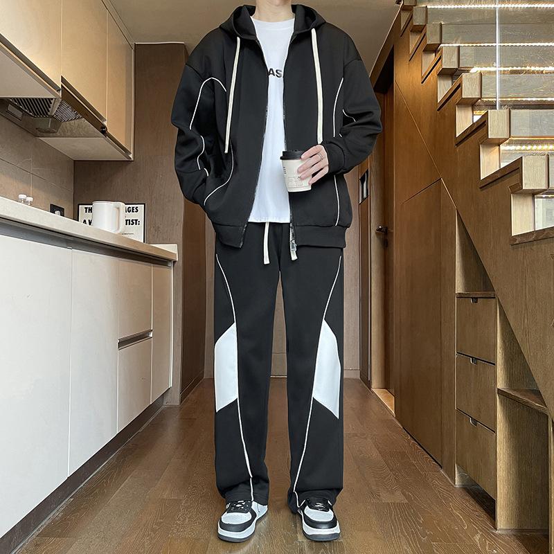 Casual Set Men Loose Large Size Rascal Handsome Trendy Sweatshirt Pants Sports Leisure Two Piece