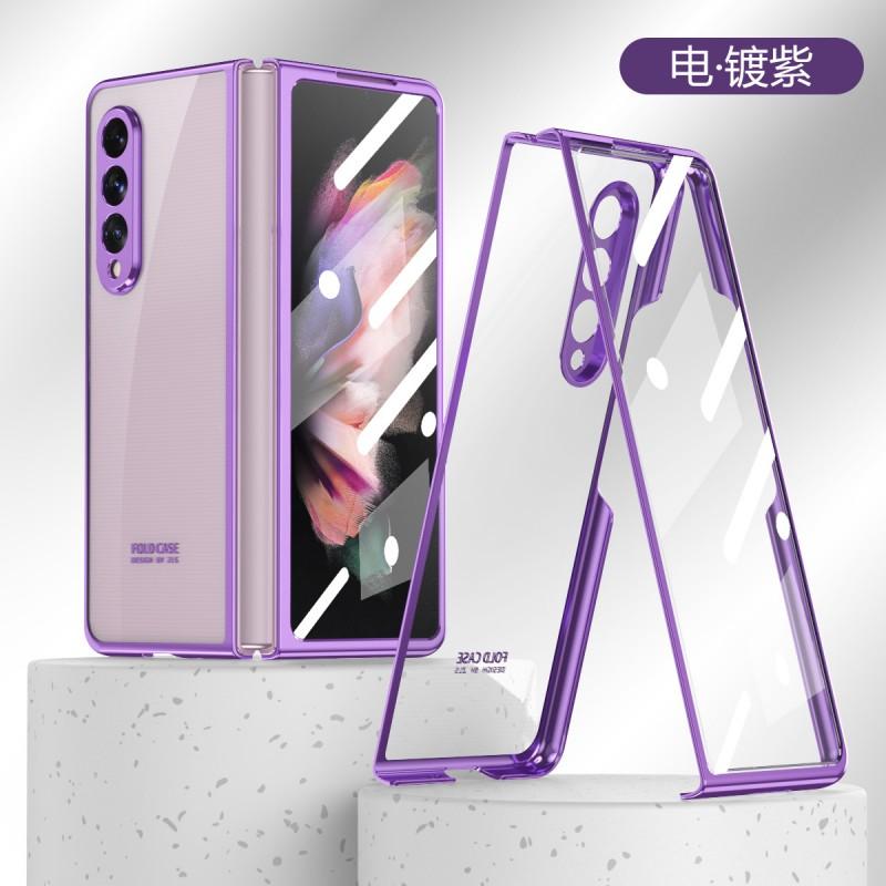 ZFOLD3 Foldable Phone Case Clear Electroplated PC Full Coverage Shockproof Cover Galaxy Z Fold3