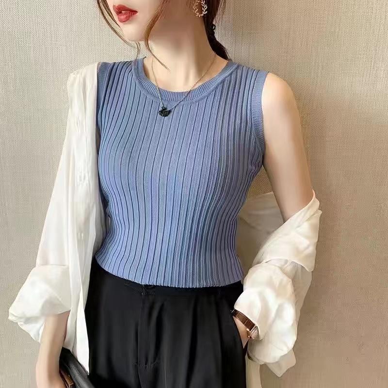 New Fashion Summer Women Tops Blouse Slim Silk Sleeveless Women Tee Shirt Ice Plus Size White T-Shirt Woman Fashion New
