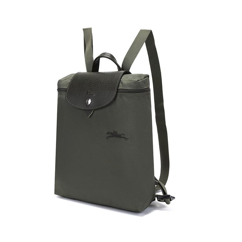 Longchamp Рюкзак Le Pliage Green 26 с короткими ручками на молнии из переработанного холста Женский рюкзак Лесной зеленый 1699919479