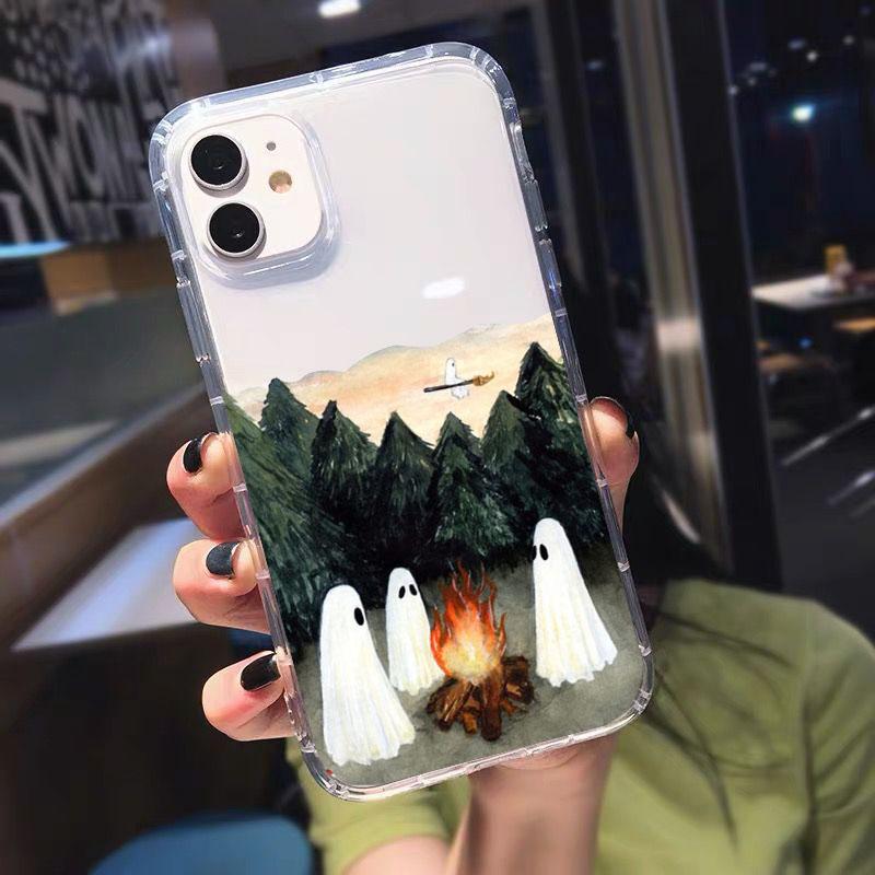 Soft TPU Clear Shockproof Phone Case for IPhone 11 12 13 14 Mini Pro Max XR X XS 8 7 6 6S Plus SE 2020 Cute Ghost Cover Bag