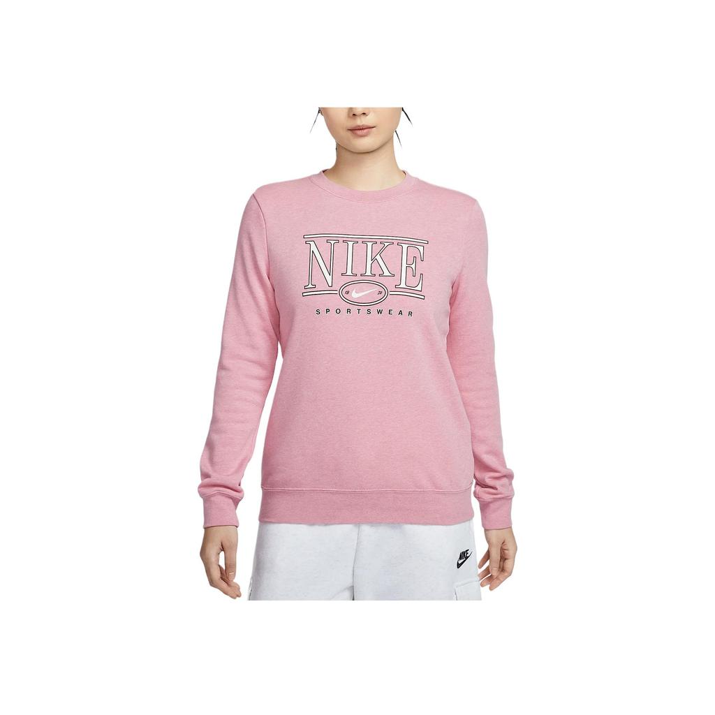 Nike Sportswear Club SS25 Fleece Logo Letter Crew Neck Long Sleeve Sweatshirt Women sweatshirt Element-Pink Stone-Flower HJ0981-699