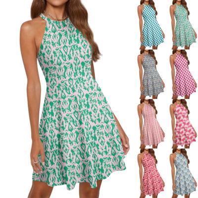 Женское летнее повседневное платье с цветочным принтом и открытыми плечами, струящееся платье в стиле бохо