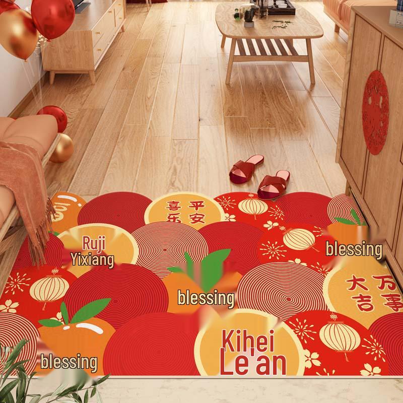 New Chinese Style Entryway Doormat: Mud-Scraping, Dirt-Wiping, Wear-Resistant, Cuttable Silk Ring Design