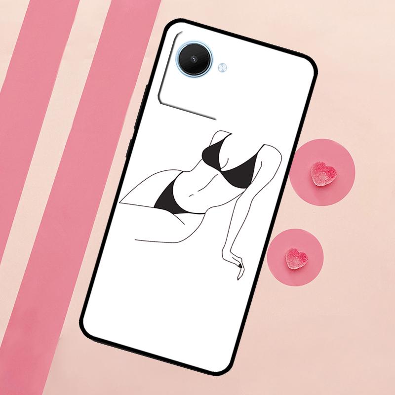 Арт Линия Тела Женщины Для Realme C71 C55 C53 C67 C75 C61 C33 C63 C51 C65 10 11 12 13 14 15 Pro Plus GT7 Pro Чехол