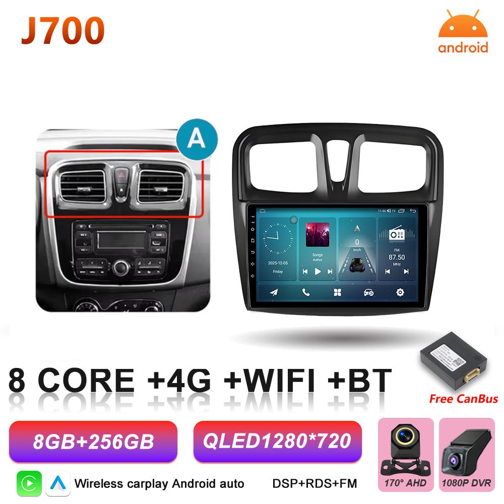 Android 16 Auto Car Radio For Renault Logan Sandero 2 2012 - 2019 Wireless Carplay Multimedia Player GPS Navigation DSP 5G Wifi