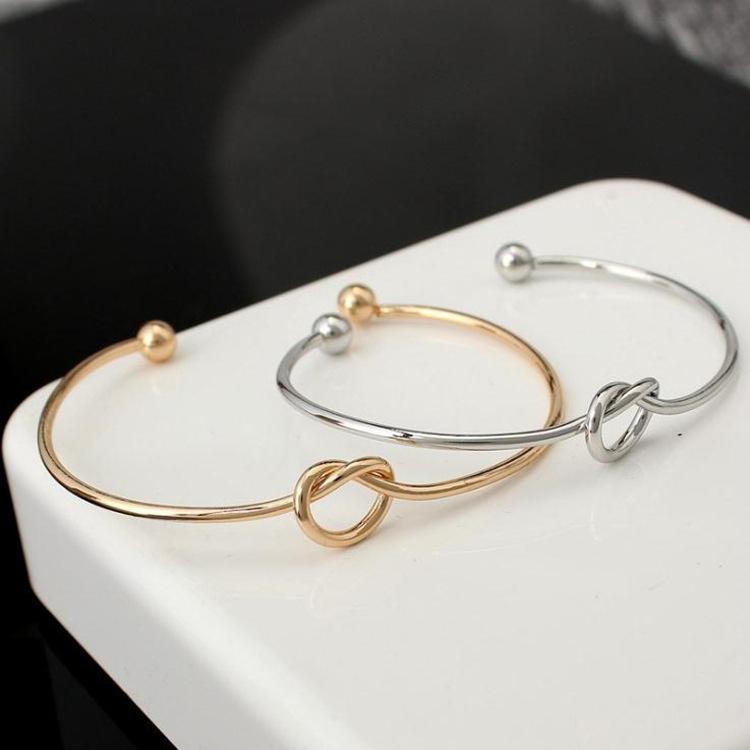 Adjustable Knot Cuff Bracelets & Bangles For Women Jewelry Gift Simple Smooth LOVE Valentine's Day Gift