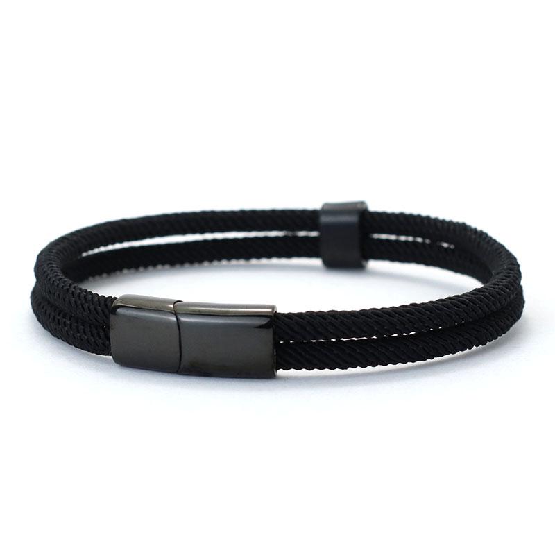 Двухслойный браслет из нити для мужчин 4 мм нейлоновый шнур цепочка съемная магнитная застежка из нержавеющей стали браслет для отдыха hombre pulseira
