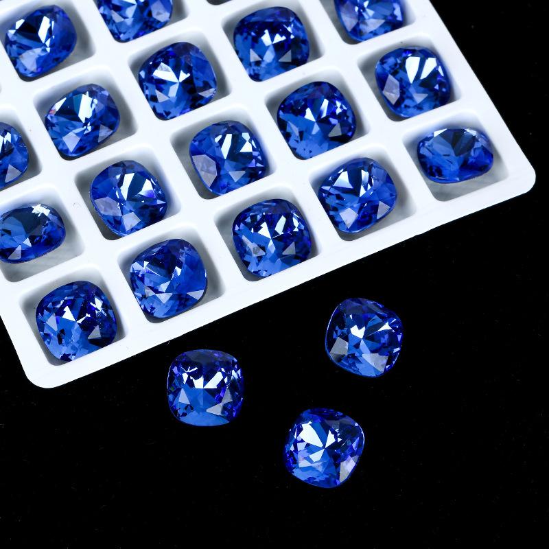 Nail Art Fat Square Diamond Shijia Same K9 High-Quality Square Diamond Diy Jewelry Accessories Nail Sticker Drill Crystal Pointed Bottom Drill