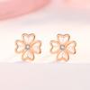 Серьги Четырехлистный клевер Розовое золото Серебро 925 Металл Гипоаллергенный Амулет 18К Подарок на День рождения, Юбилей, День матери Популярный "YINCHIE" Женские Материнские