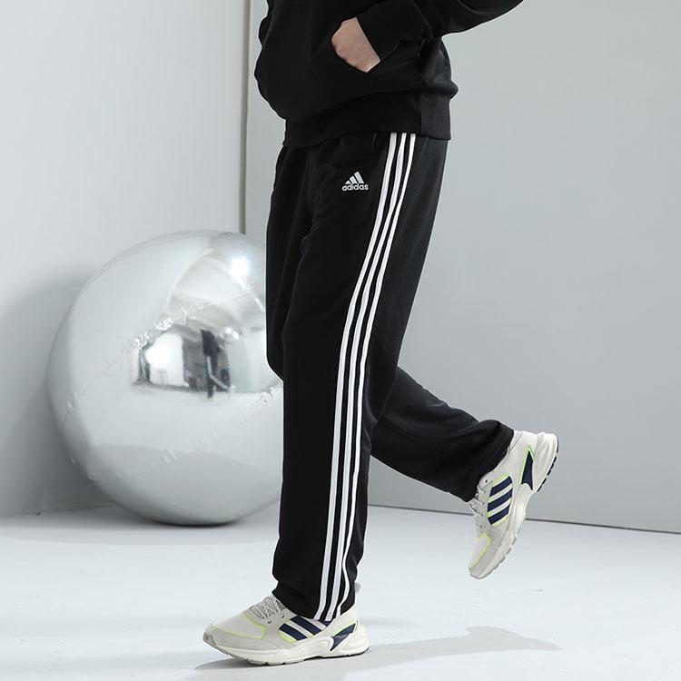 Adidas Three Stripe Color Block Logo Stand Collar Jacket And Straight Leg Pants Casual Sports Suit Men Suit Black White TR30JR-BW+TR30PR-BW