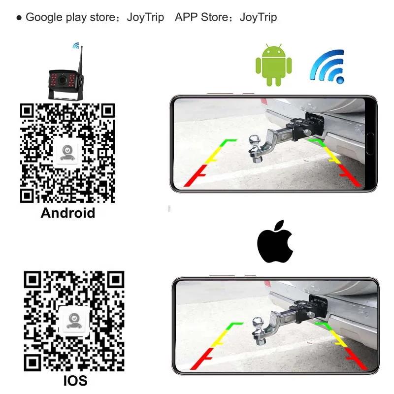 Беспроводная камера заднего вида WiFi для грузовиков, автобусов, 12 В~24 В, автомобильная ИК-камера заднего вида с функцией ночного видения HD, подключение к телефонам Android и IOS