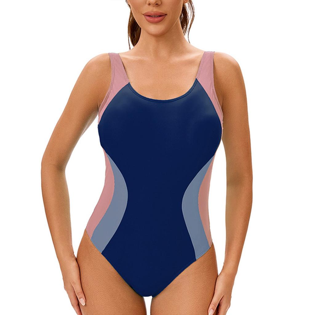 Женский консервативный цельный купальник без рукавов с открытой спиной, сочетающийся по цвету, с подкладкой для груди