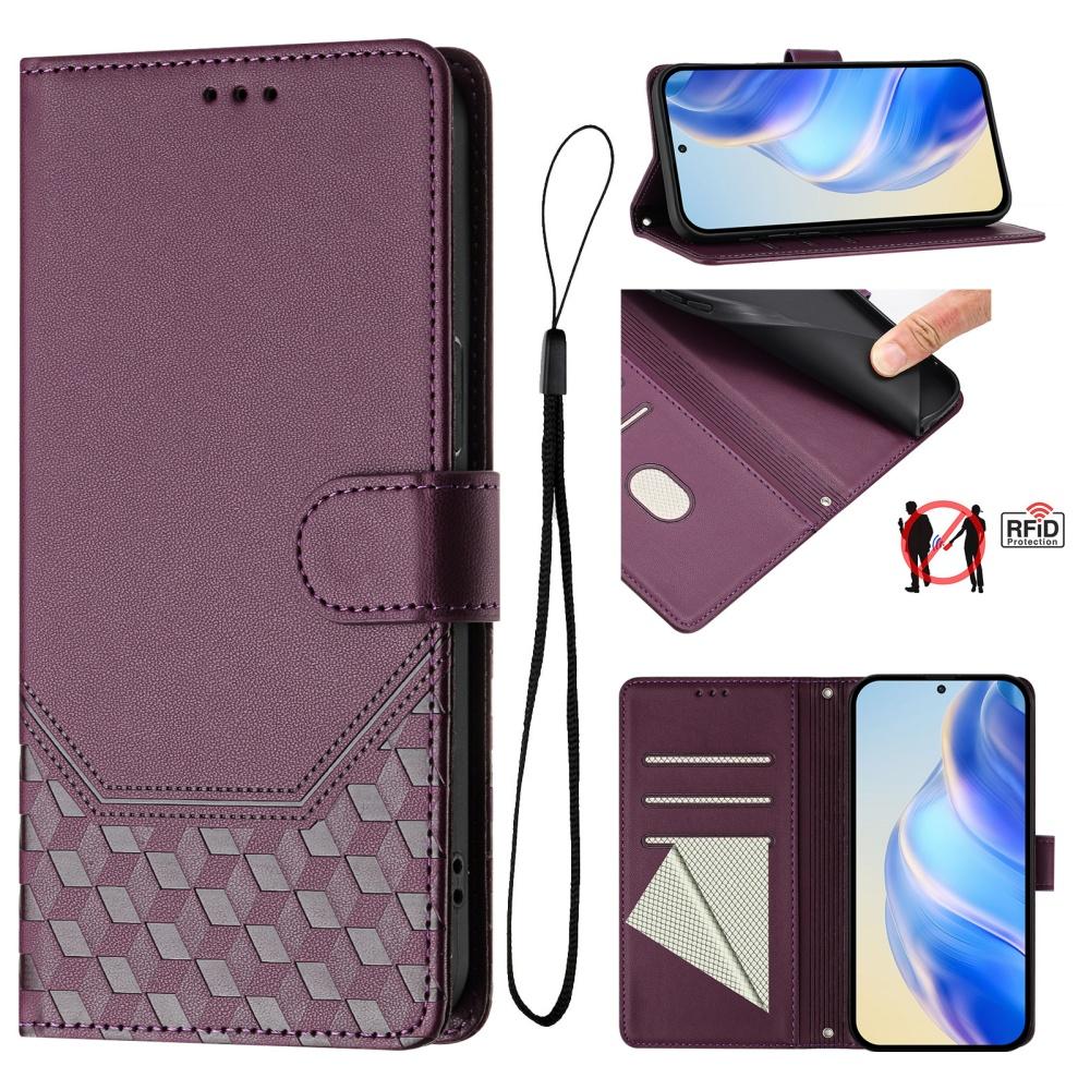 Luxury Honeycomb Texture Phone Case Magnetic Flip Wallet Cover for Honor 90 Lite, 80, 70, 60SE, 20S, 20, 9X, 9