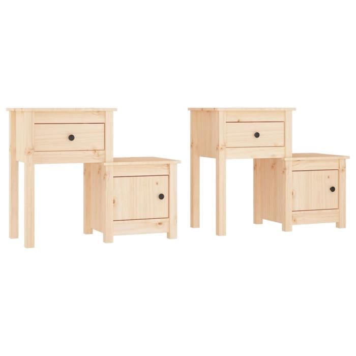 VidaXL Bedside Tables 2 Pcs 79.5x38x65.5 Cm Solid Pine Wood 814540