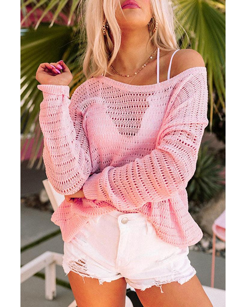 Azura Exchange Топ с длинными рукавами и ажурной вязкой