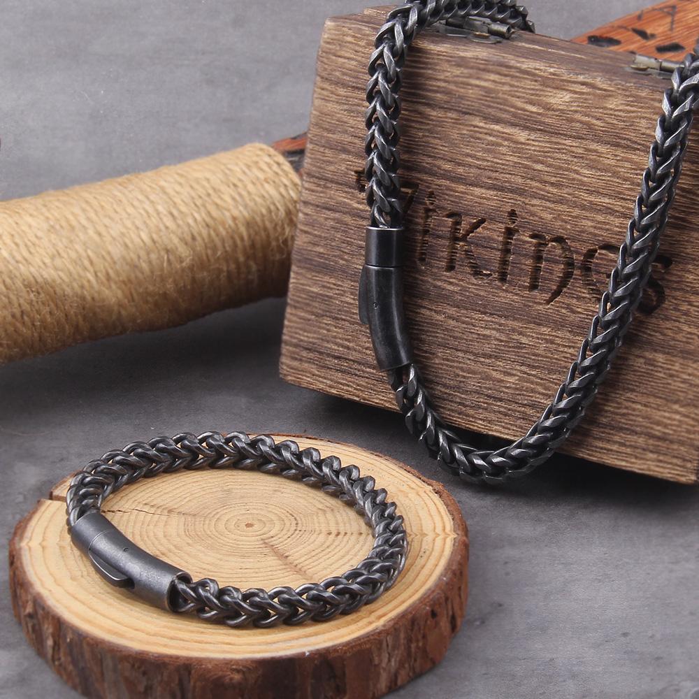 Викинг литой кубинская цепь мужской тонкий браслет и ожерелье из нержавеющей стали полированная цепь с четырехгранной огранкой подарок парню