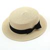Round Flat Caps Women Large Brim Straw Bowler Boater Sun Hat Ladies Summer Beach Travel Solid Sunhat