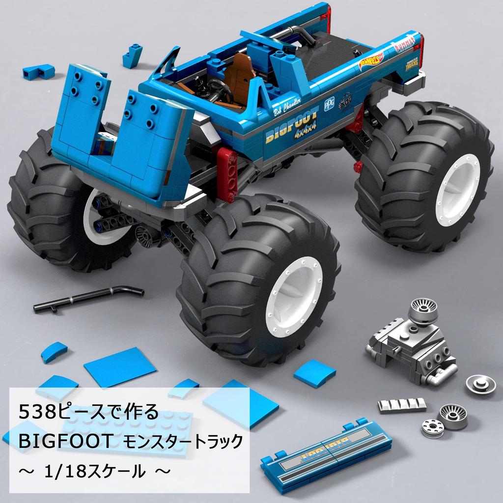 MEGA Hot Wheels Monster Truck Bigfoot [Block Set] [Block Pieces: 538] Includes 1 Die-Cast Car [Ages 10 and Up] HHD20