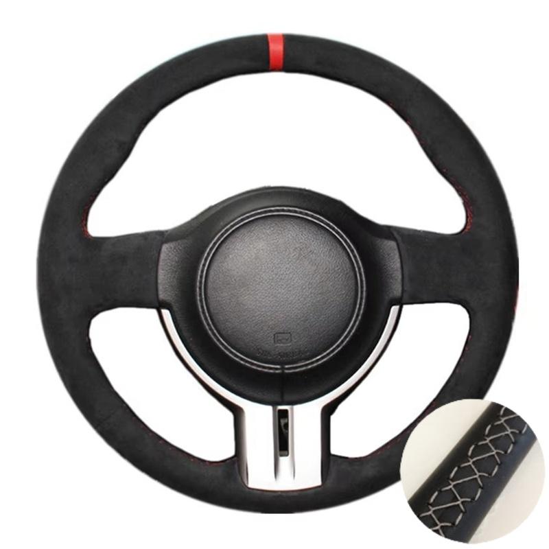 Original Steering Wheel Braid Wrap For Toyota 86 Subaru BRZ Black Suede Leather DIY Hand-stitched Car Steering Wheel Cover