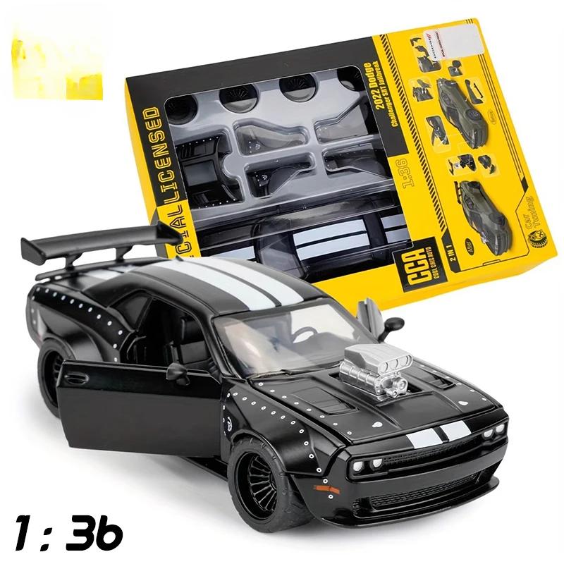 1/36 Scale Dodge Challenger Modified Car Sports Car Replacement Model Children's and Boys' Toy Car Collection Ornament
