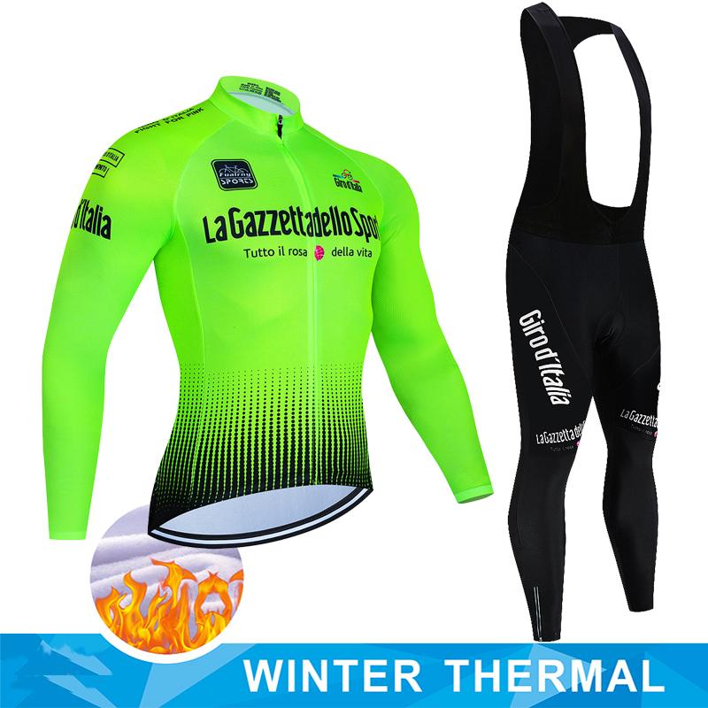 Tour De Italy D'ITALIA Cycling Clothes Men's Blouse Uniform Costume Bike Fleece Jersey Sports Set Pants Man Bicycle Clothing Bib