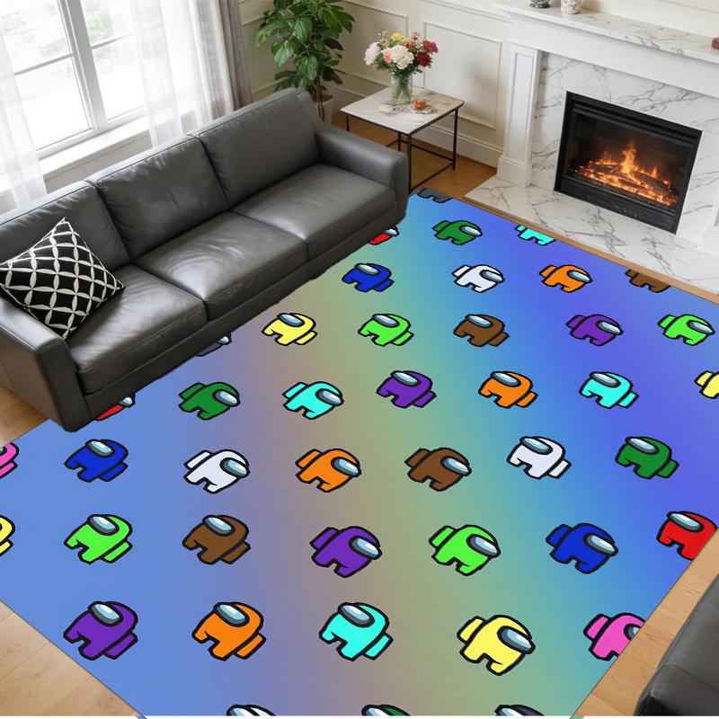 Among Us Print Crystal Velvet Plush Rug Anti?Slip Wear?Resistant Floor Carpet For Indoor Household Home Decoration