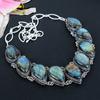 Labradorite Gemstone Handmade 925 Sterling Silver Jewelry Necklace 18" KG-1628