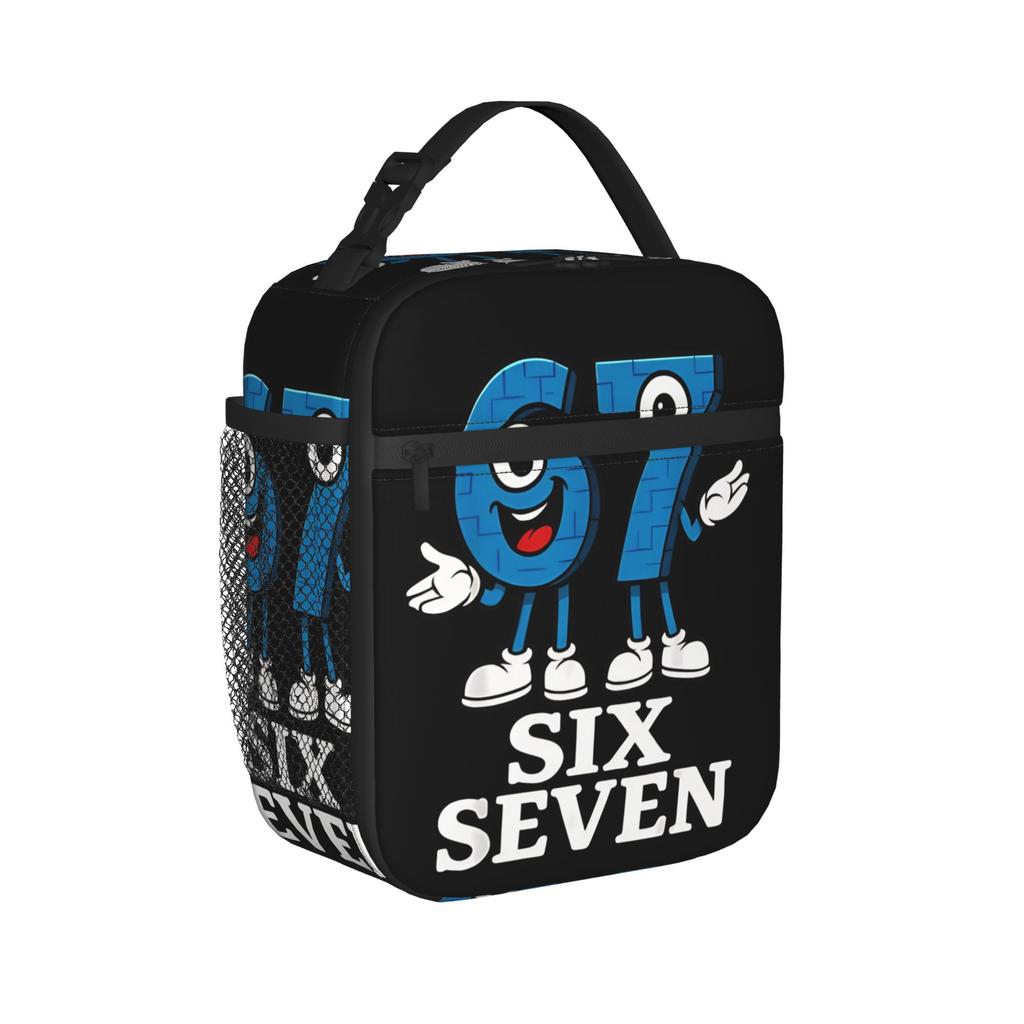 67 Six Seven Italian Brainrot Insulated Lunch Bag Cooler Bag Reusable,Meal Container High Capacity Lunch Box Tote Storage Bag