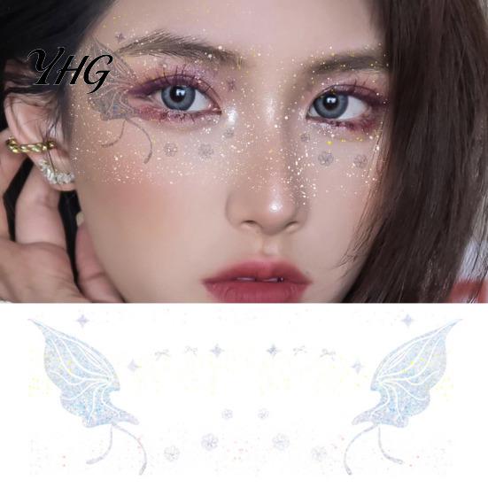 Halloween Face Decoration Glitter Butterfly Stickers, Waterproof Temporary Tattoos for Festival Party Stage Makeup, Easy Application Water Transfer
