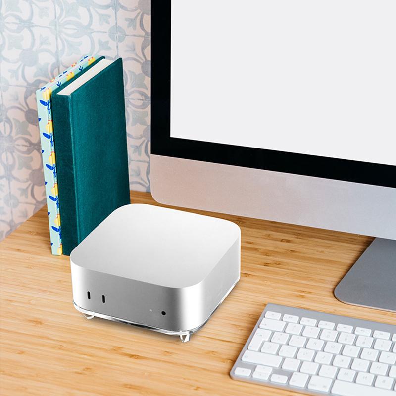 Anti-Slip Mini Desktop Computer Holder For Mac Mini M4 2024 Transparent Cooling Pc Stand Bracket Base