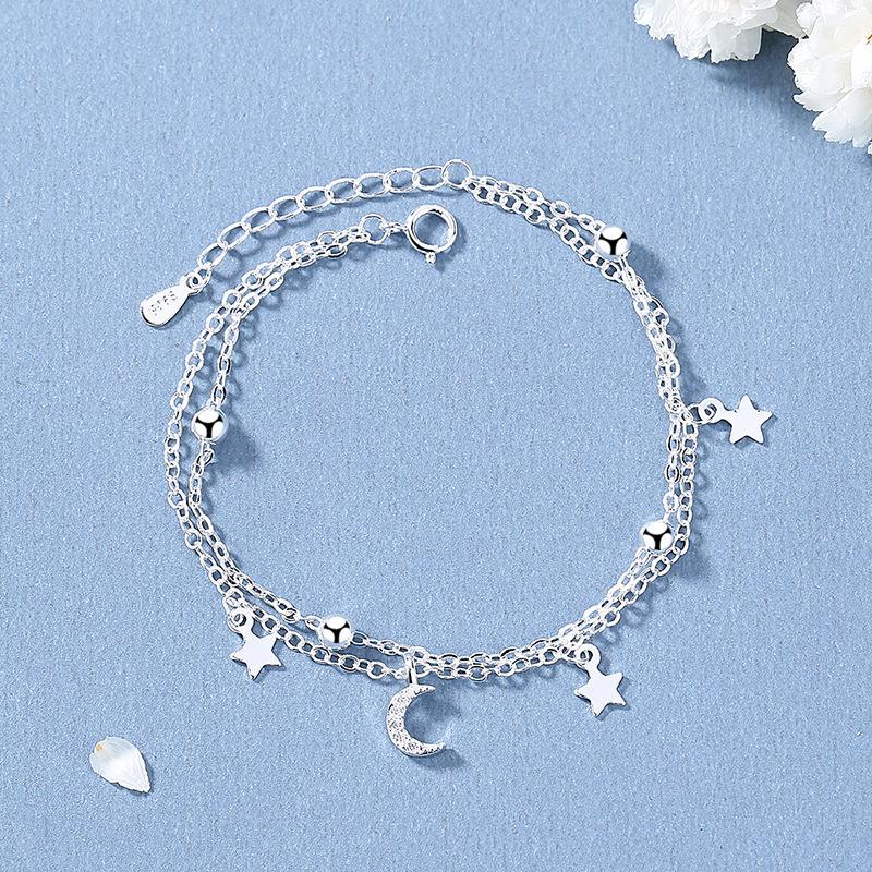 Sparking Double Layer Bracelets for Women Girls Vintage 925 Sterling Copper Small Beads Chain Bracelet Daily Wear Zircon Gifts