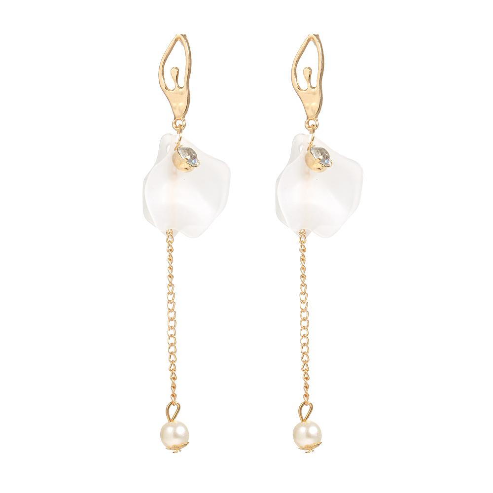 Универсальные персонализированные серьги с белыми лепестками цветов и жемчугом, серьги с серебряной иглой